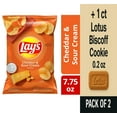 thumbnail image 1 of Lays Cheddar And Sour Cream Potato Chips 7.75 oz - Pack of 2 & Lotus Biscoff Cookie - 0.2 Oz - 1 ct, 1 of 3