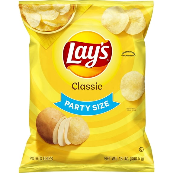 Lays Classic Potato Chips Snacks, Gluten Free Chips, Party Size, 13Oz Bag Packaging May Vary - Pack of 3