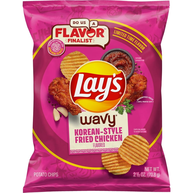Lay's Korean Style Fried Chicken Flavored Potato Chips, 2.5 oz Bag