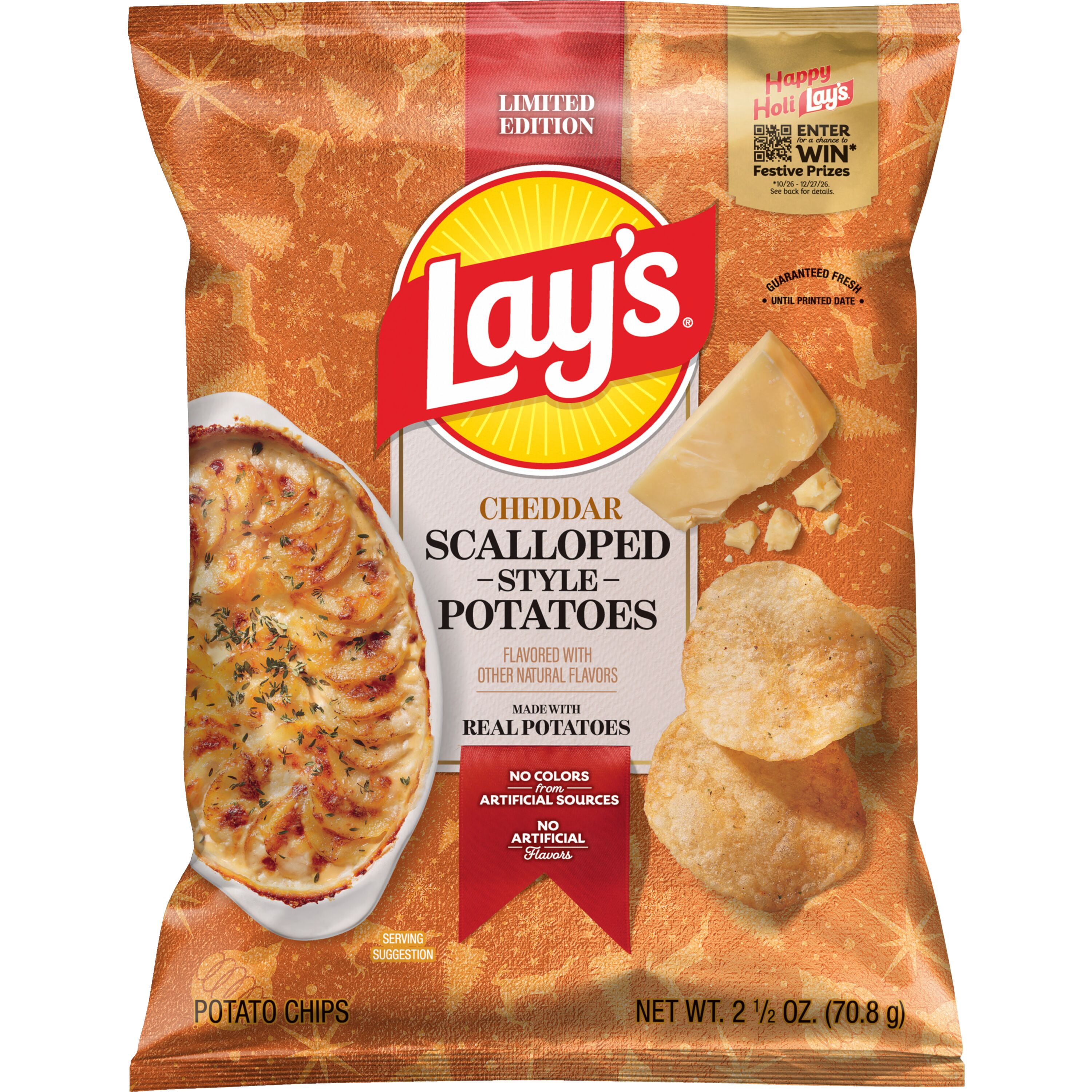 Lays Holiday Cheddar Scalloped Potato Chips, 2.5 oz
