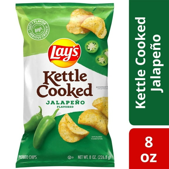 Lays Kettle Cooked Jalapeño Kettle Potato Chips 8 oz - Pack of 3