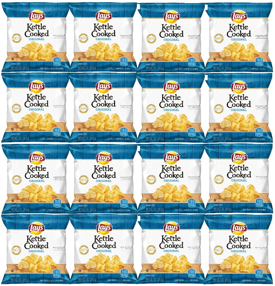Lays Kettle Cooked Original Potato Chips, 1 oz, Pack of 16, Bundled By Shoppyway