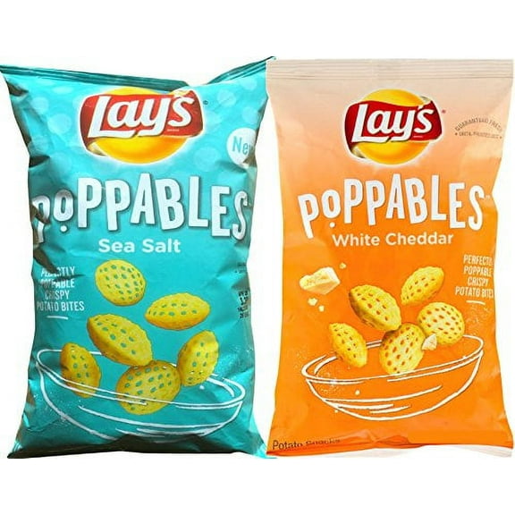Lay's Poppables Sea Salt & Lay's Poppables White Cheddar Perfectly Poppable Crispy Potato Bites Net Wt 5 Oz (2)