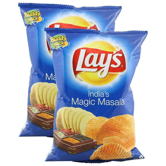 Lays Potato Chips - India's Magic Masala, 52 grams (1.83 oz) (Pack of 2) - India - Vegetarian
