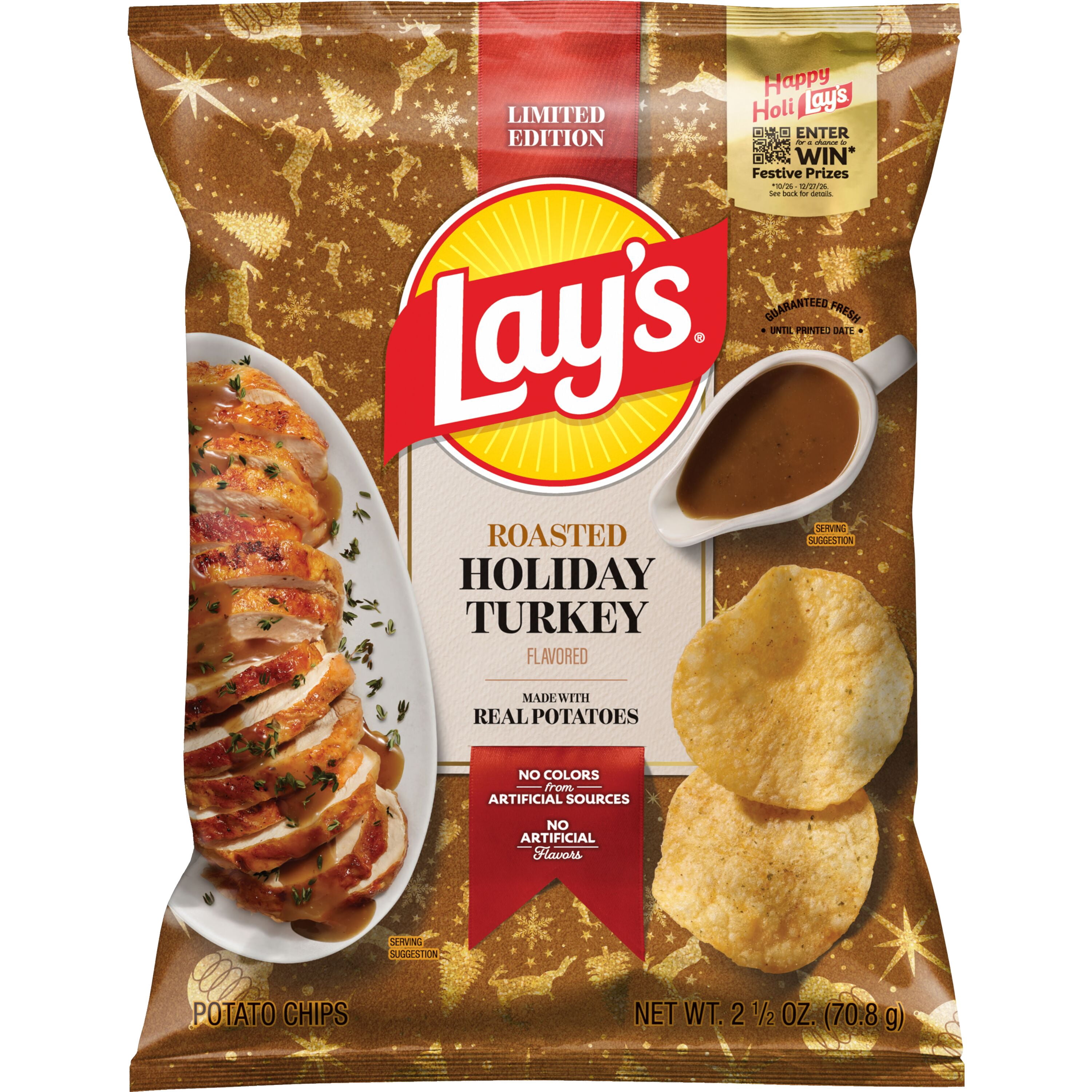 Lay's Roasted Holiday Turkey Potato Chips, 2.5 oz