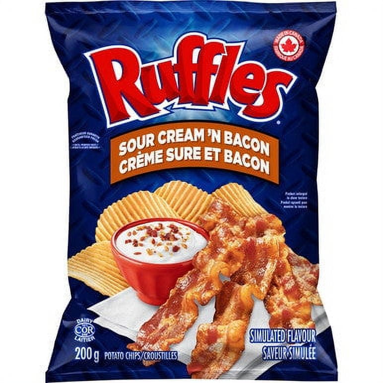 Lays Ruffles Sour Cream & Bacon Chips, Large Bag {Imported from Canada