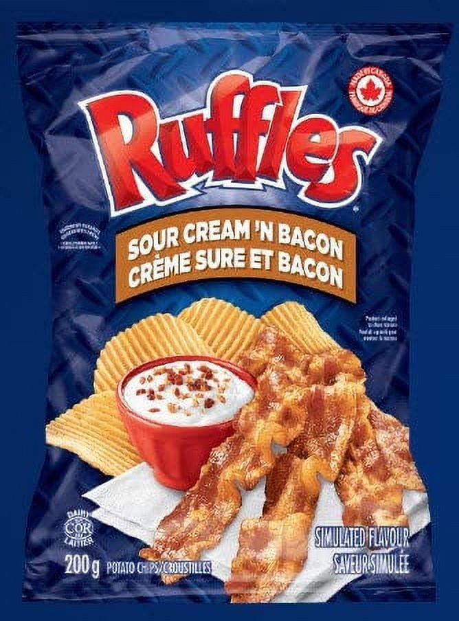 Lays Ruffles Sour Cream & Bacon Chips, Large Bag {Imported from Canada