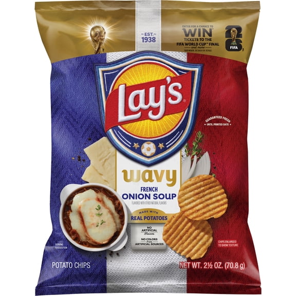 Lay's Wavy Potato Chips French Onion Soup, 2.5 oz Bag