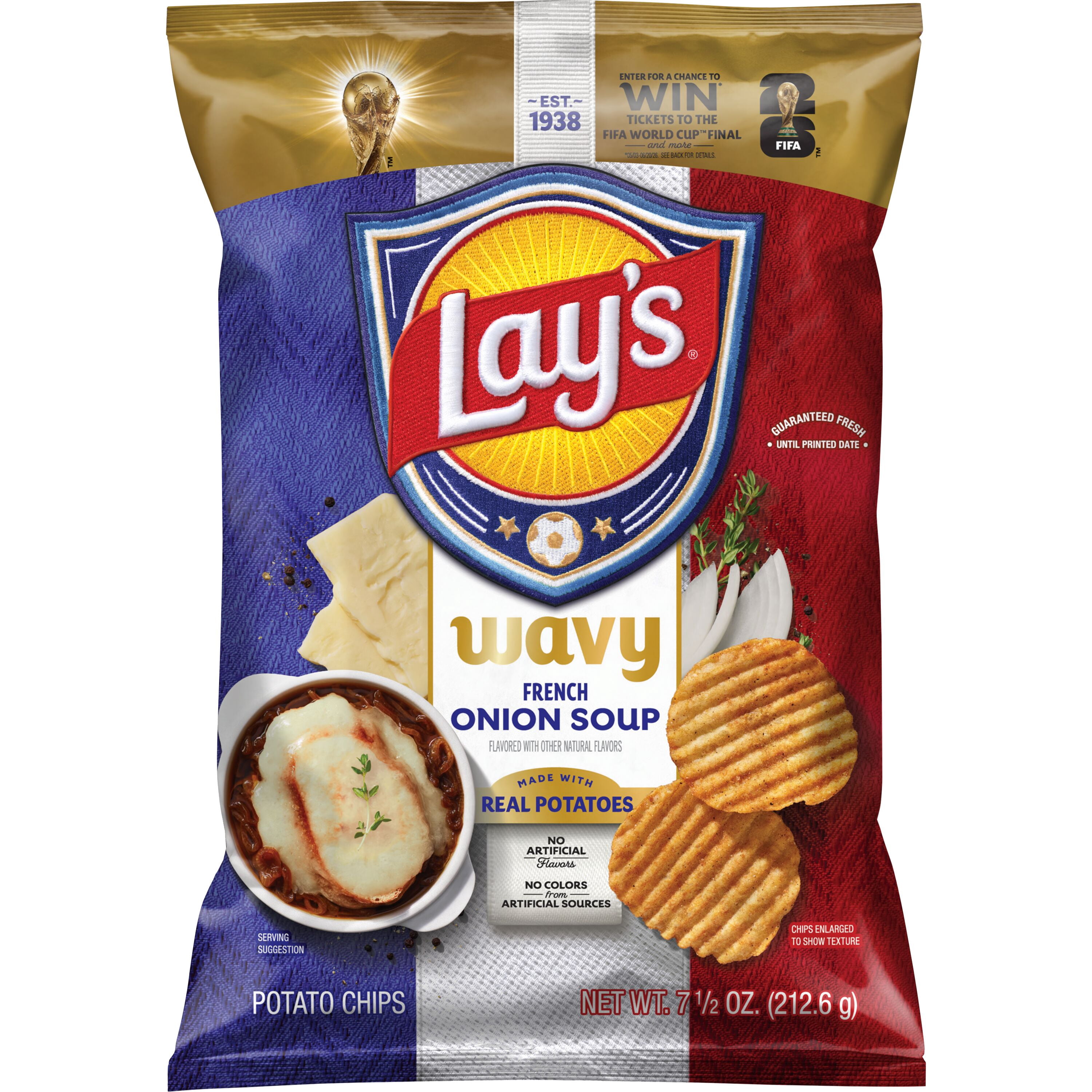 Lay's Wavy Potato Chips French Onion Soup, 7.5 Bag