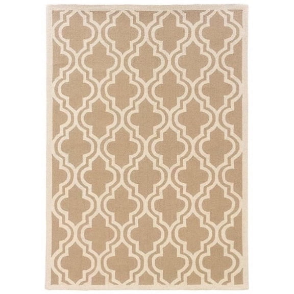 Laysan Home 1'10" x 2'10" Hand Hooked Quatrefoil Beige Wool Rug
