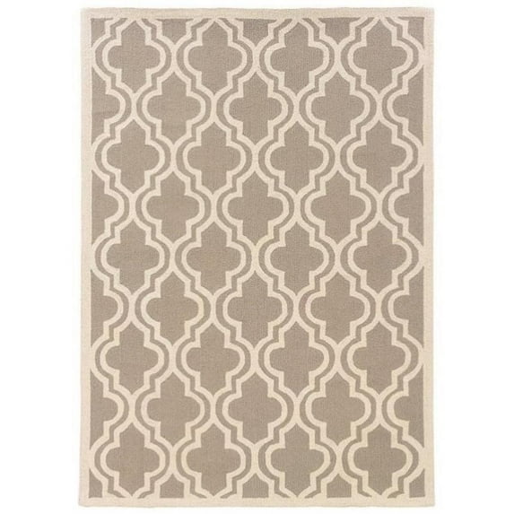 Laysan Home 1'10" x 2'10" Hand Hooked Quatrefoil Wool Rug in Grey