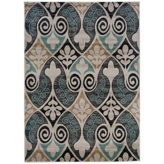 Laysan Home 5' x 7'7" Rug in Black and Turquoise