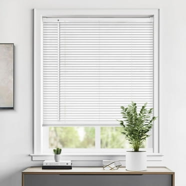 LazBlinds Cordless 1" Vinyl Horizontal Mini Blinds, Light Filtering Blinds for Windows, Blinds and Shades for Windows Size 28" W x 48" H, White