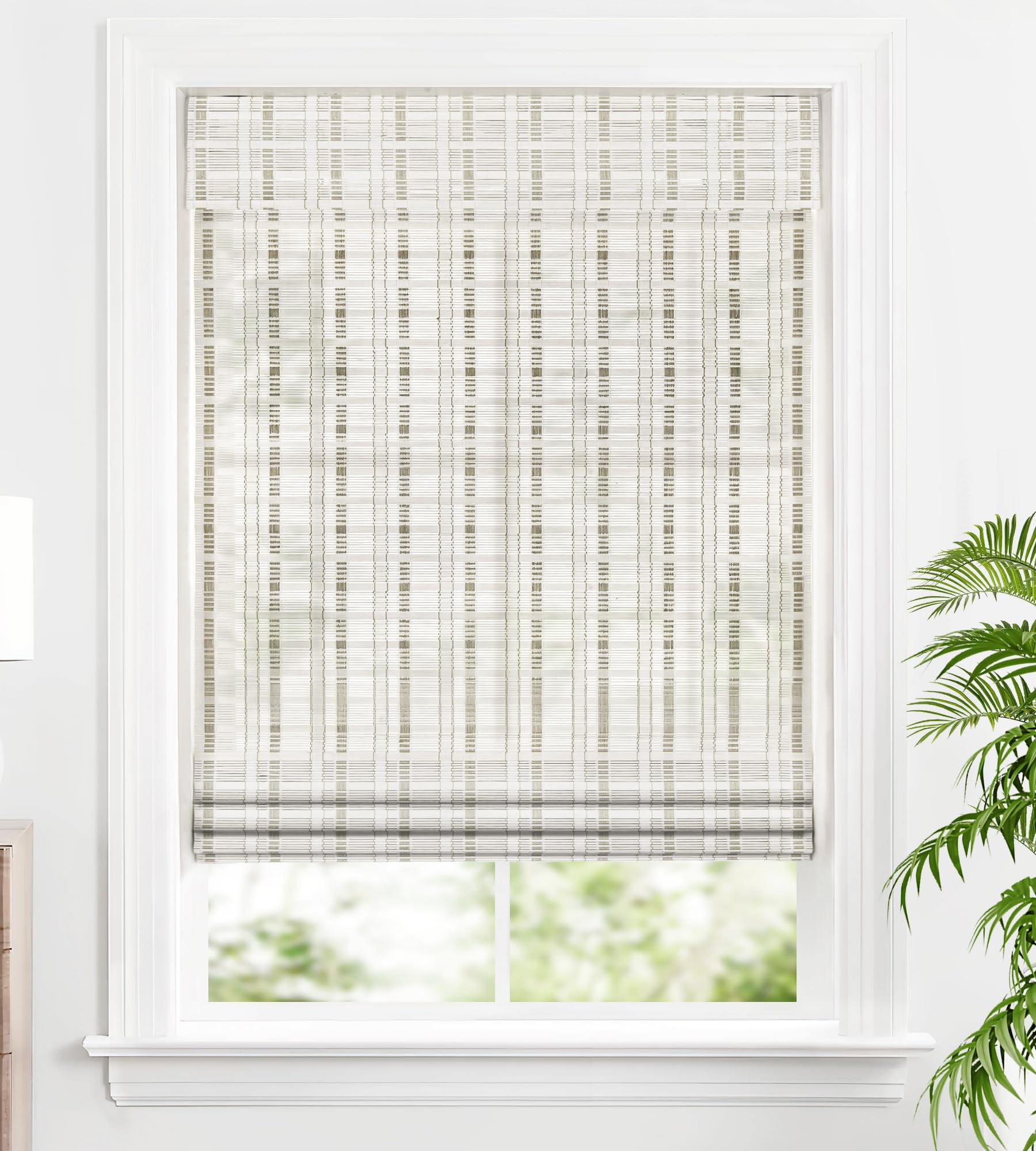 LazBlinds Cordless Bamboo Roman Shades, Light Filtering Window