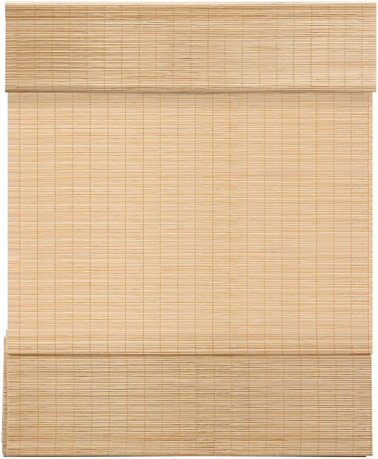 LazBlinds Cordless Bamboo Roman Shades, Light Filtering Window Treatment, Roll Up Bamboo Blinds for Windows, 36'' W x 60'' H