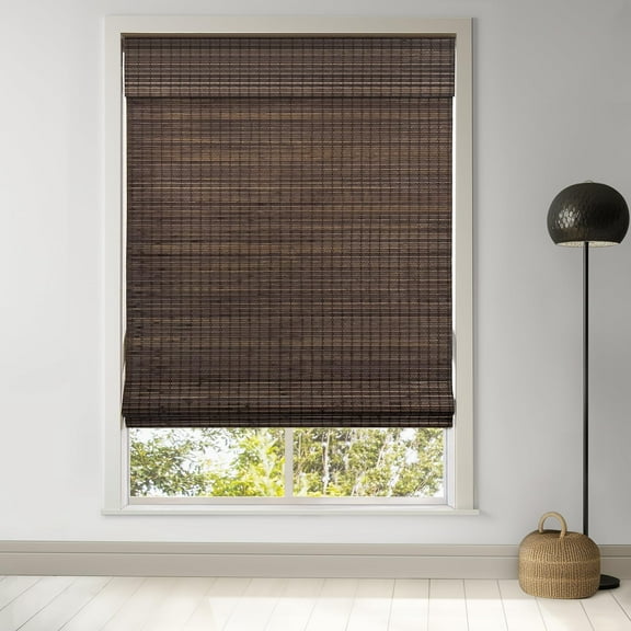 LazBlinds Cordless Bamboo Roman Shades, Privacy Blinds for Interior Windows, Room Darkening Roll Up Bamboo Blinds for Home & Patio, 29.5" W x 64" H, BDP-Espresso