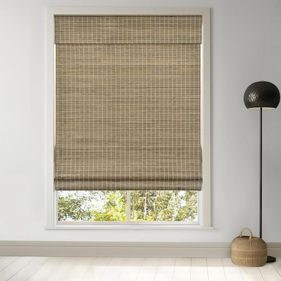 LazBlinds Cordless Bamboo Roman Shades, Privacy Blinds for Interior Windows, Room Darkening Roll Up Bamboo Blinds for Home & Patio, 35" W x 64" H, BDP-Driftwood