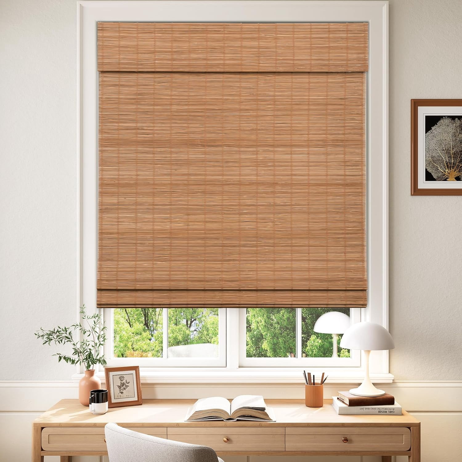 Photo inspiration: Picture Idea: Lazblinds Cordless Blackout Bamboo Roman Shades Room Darkening Blinds For