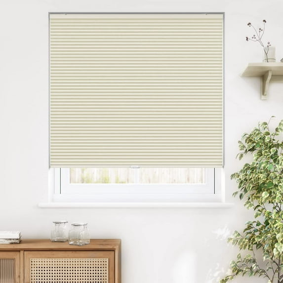 LazBlinds Cordless Cellular Shades, Blackout Privacy Light Blocking Honeycomb Shade Pleated Blinds for Windows Size 25'' W x 64'' H, Cream