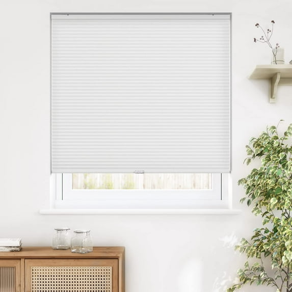 LazBlinds Cordless Cellular Shades, Light Filtering Honeycomb Shade Pleated Blinds for Windows Size 17'' W x 36'' H, White