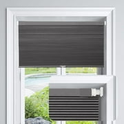 Muanna Cordless Cellular Shades No Tools No Drill Blackout Cellular Blinds for Window Size 40" W x 64" H, Midnight Black