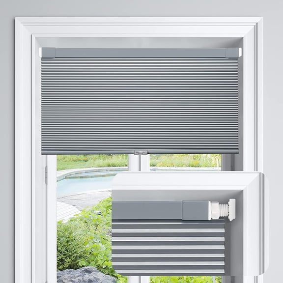 LazBlinds Cordless Cellular Shades, No Tools No Drill Blackout Honeycomb Shades Pleated Blinds for Windows, 33'' W x 48'' H, Dark Grey