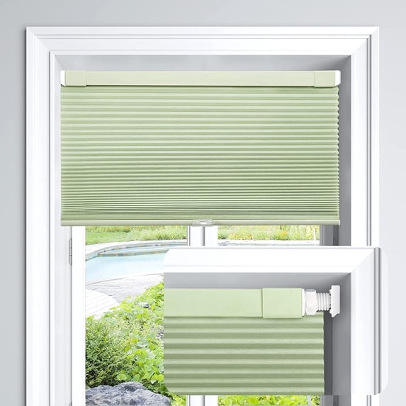 LazBlinds Cordless Cellular Shades, No Tools No Drill Light Filtering Honeycomb Shades Pleated Blinds for Windows, 41'' W x 64'' H, Green