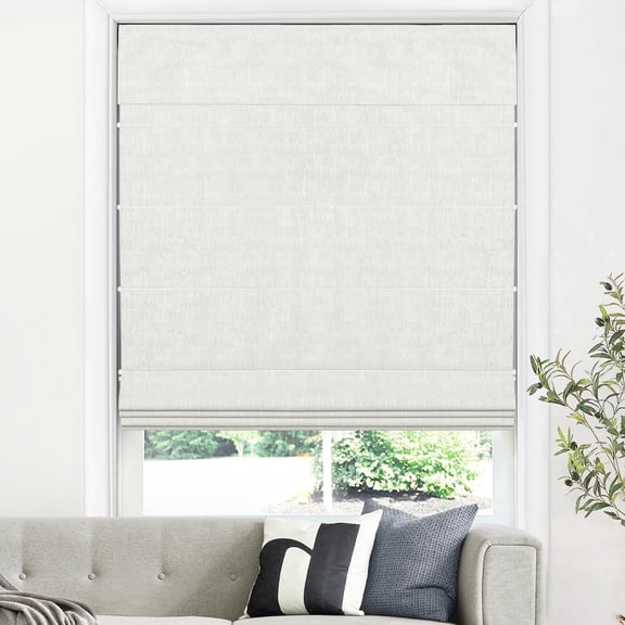 LazBlinds Cordless Roman Shades for Windows, Blackout Room Darkening Thermal Insulated Window Blinds, Lightweight Fabric Blinds for Indoor Windows, 30" W x 60" H, Off White