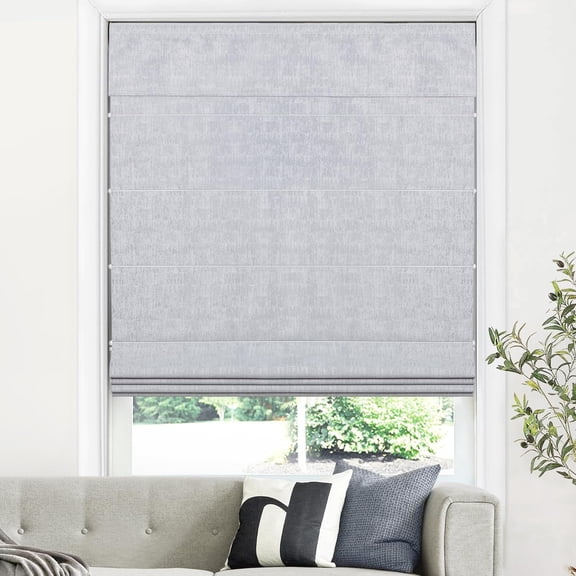 LazBlinds Cordless Roman Shades for Windows, Blackout Room Darkening Thermal Insulated Window Blinds, Lightweight Fabric Blinds for Indoor Windows, 32" W x 60" H, Light Grey