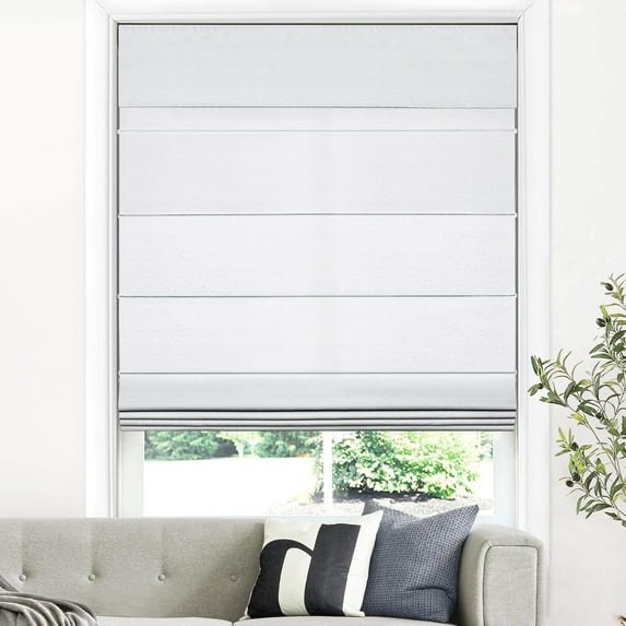 LazBlinds Cordless Roman Shades for Windows, Light Filtering Thermal Insulated Window Blinds, Lightweight Fabric Blinds for Indoor Windows, 27" W x 60" H, Light Grey