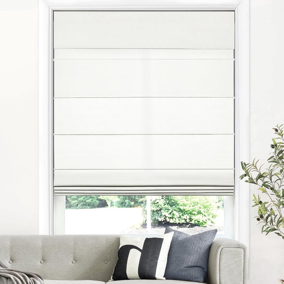 LazBlinds Cordless Roman Shades for Windows, Light Filtering Thermal Insulated Window Blinds, Lightweight Fabric Blinds for Indoor Windows, 32" W x 60" H, Ivory