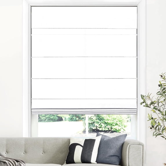 LazBlinds Cordless Roman Shades for Windows, Light Filtering Thermal Insulated Window Blinds, Lightweight Fabric Blinds for Indoor Windows, 35" W x 60" H, White
