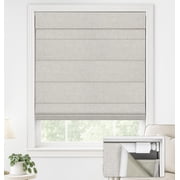 LazBlinds No Drill Roman Shades for Windows, Cordless Blackout Window Shades with UV Protection, Polyester Fabric for Bedroom & Living Room, 33"W x 64"H, Beige