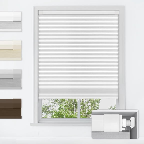 LazBlinds No Tools No Drill Cordless Cellular Shades, Blackout Light Blocking Honeycomb Shades for Home, Thermal Insulation Blinds for Windows, 27" W x 64" H, White