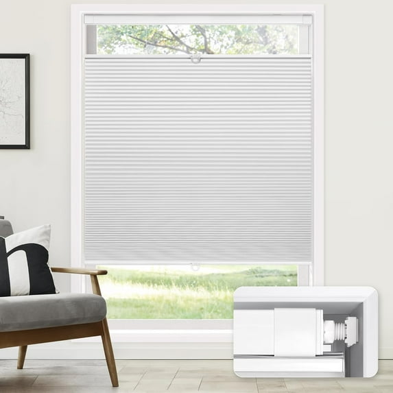 LazBlinds No Tools No Drill Cordless Cellular Shades, Top Down Bottom Up (TDBU) Honeycomb Shades for Home, Light Filtering Thermal Insulation Blinds for Windows, 29" W x 48" H, White
