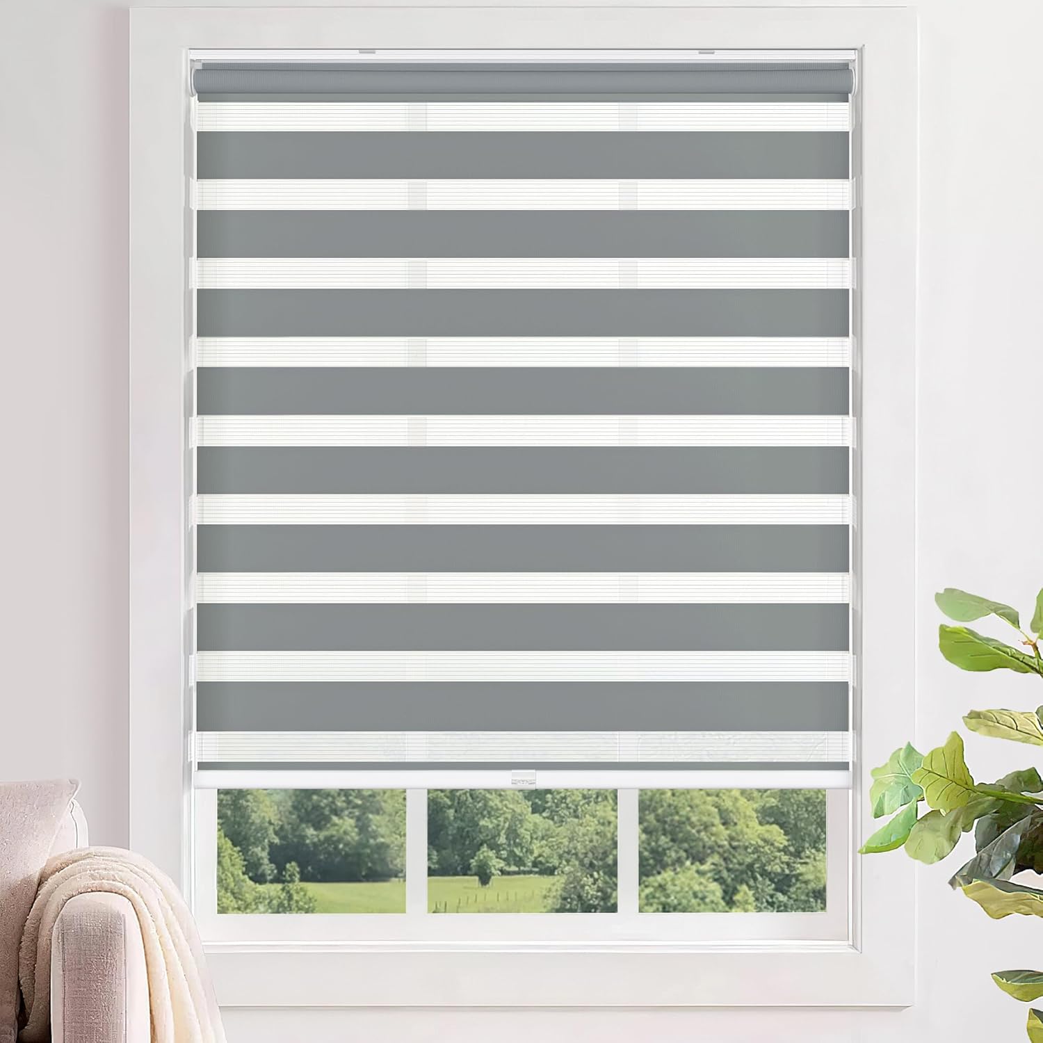 Tenda Zebra LazBlinds Senza Fili 89 Cm | No Drill, Montaggio Facile | Doppio Strato Giorno E Notte | Per Finestre Casa