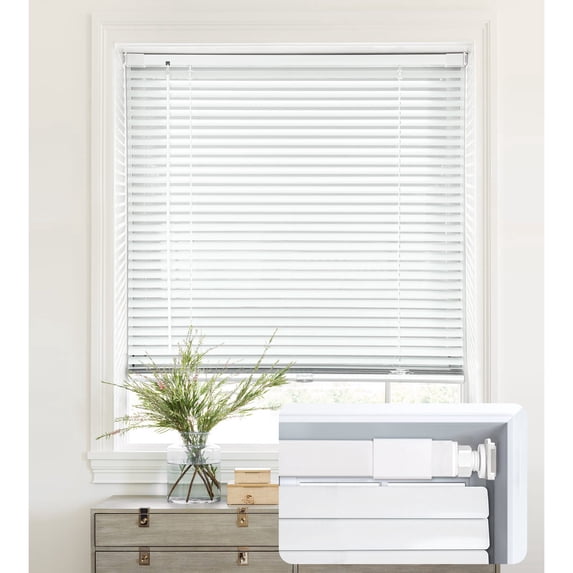 LazBlinds No Tools-No Drill 1" Aluminum Mini Blinds, Cordless Blinds for Windows, Light Filtering Horizontal Blinds and Shades for Window Size 19'' W x 36'' H, White
