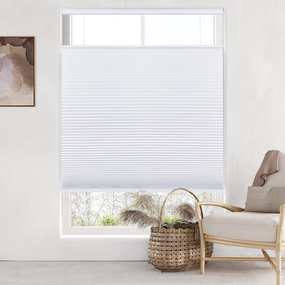 LazBlinds Top Down Bottom Up (TDBU) Cordless Cellular Shades, Blackout Light Blocking Honeycomb Shades Pleated Blinds for Windows, 23" W x 48" H, White