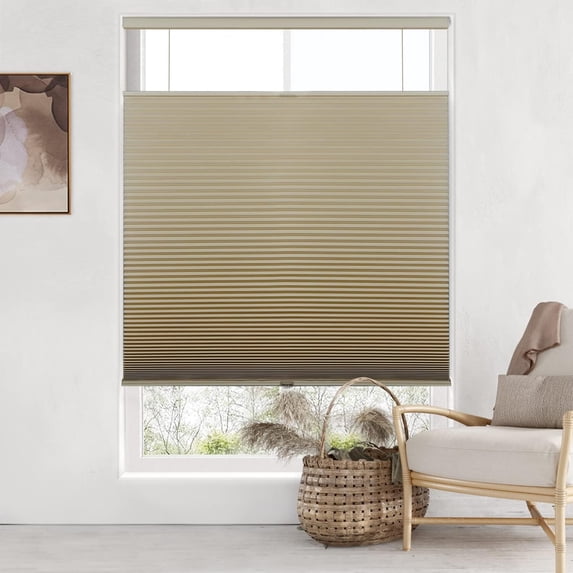 LazBlinds Top Down Bottom Up (TDBU) Cordless Cellular Shades, Blackout Light Blocking Honeycomb Shades Pleated Blinds for Windows, 32" W x 64" H, Brown