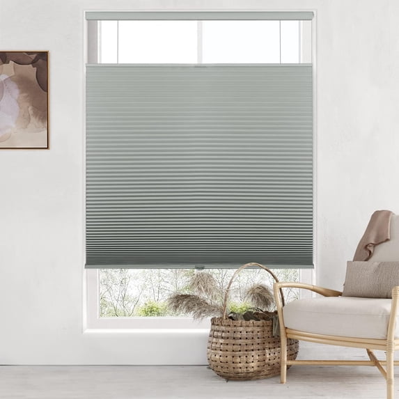 LazBlinds Top Down Bottom Up (TDBU) Cordless Cellular Shades, Blackout Light Blocking Honeycomb Shades Pleated Blinds for Windows, 33" W x 64" H, Grey
