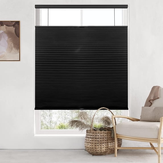 LazBlinds Top Down Bottom Up (TDBU) Cordless Cellular Shades, Blackout Light Blocking Honeycomb Shades Pleated Blinds for Windows, 48" W x 64" H, Black