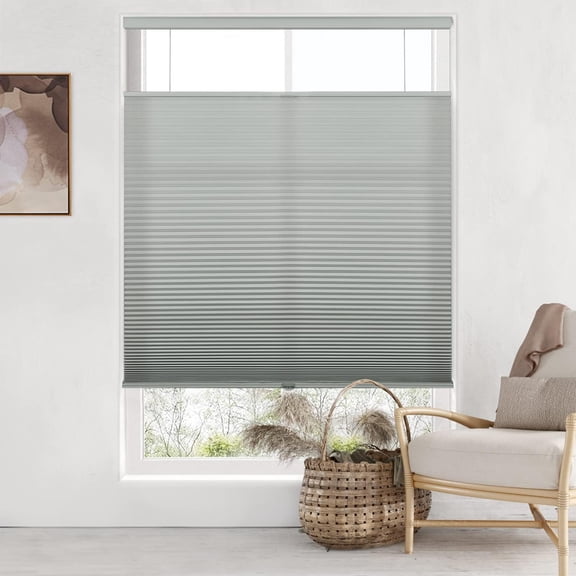 LazBlinds Top Down Bottom Up (TDBU) Cordless Cellular Shades, Light Filtering Honeycomb Shades Pleated Blinds for Windows, 23" W x 48" H, Grey