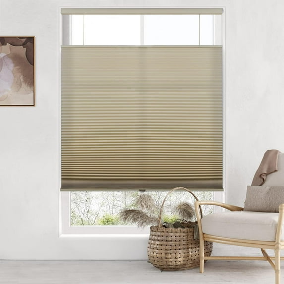 LazBlinds Top Down Bottom Up (TDBU) Cordless Cellular Shades, Light Filtering Honeycomb Shades Pleated Blinds for Windows, 42" W x 64" H, Brown