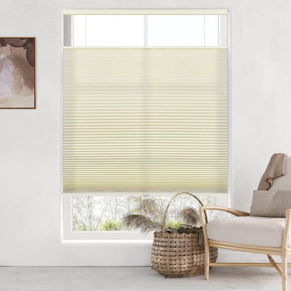 LazBlinds Top Down Bottom Up (TDBU) Cordless Cellular Shades, Light Filtering Honeycomb Shades Pleated Blinds for Windows, 45" W x 64" H, Cream