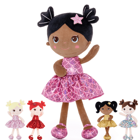 Lazada Baby Girl Gifts Baby Dolls First Baby Doll Baby Toys Fish Scale Skirt Fashion Girl Rose Red 12inches