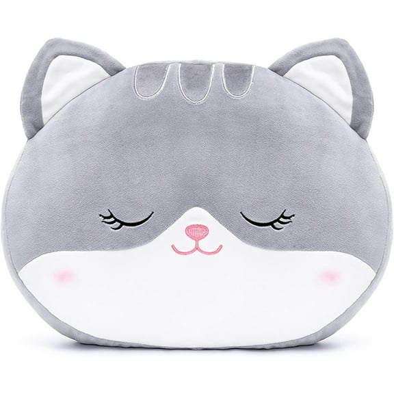 Lazada Plush Kitty Pillow Squishy Cat Toy Soft Stuffed Animal Pillow Toys Gray 15"