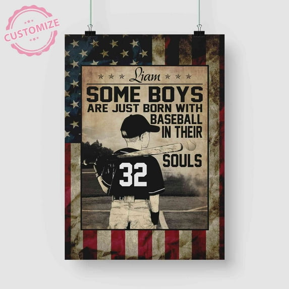 Lazaofficial Baseball Wall Art, Custom Name Canvas, Baseball Wall Decor