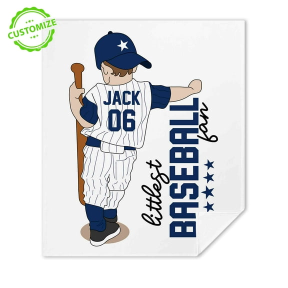 Lazaofficial Custom Baseball Blanket – Personalized Name & Number, Cozy Fleece Throw with Sports Theme Design, Baseball Fan Gift