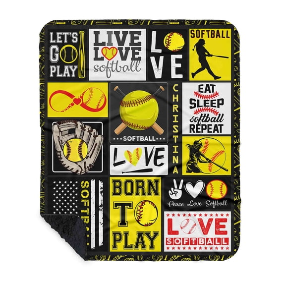 Lazaofficial Custom Blanket Personalized, Softball Blankets For Girls