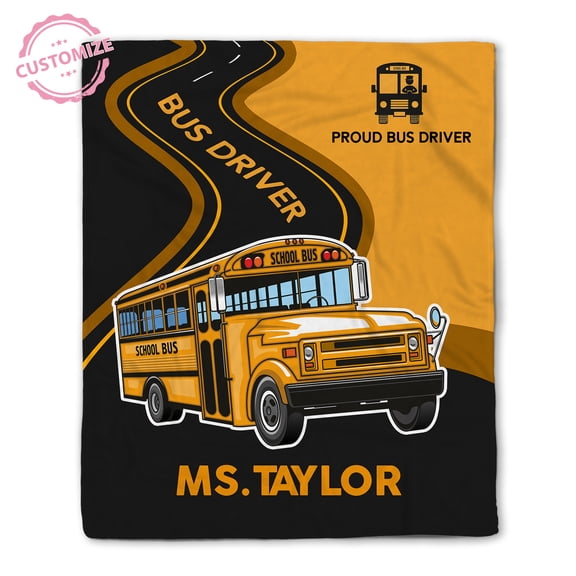 Lazaofficial Custom Blanket With Name, Bus Driver Gifts, School Bus Driver Gifts, Bus Driver Blanket, School Bus Driver Blanket